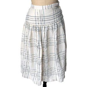 Vintage French Connection Small White Long 28 Inch Plaid Skirt